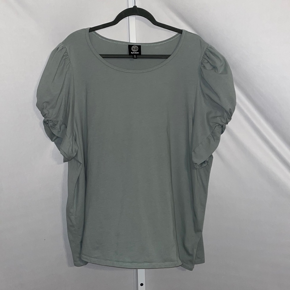 Bobeau Puff Sleeve Light Green Blouse 4X NWOT